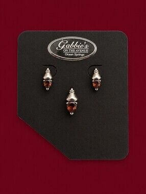 GABBIE'S on the AVENUE Sterling Silver Geometric Red Crystal Earrings Pendant